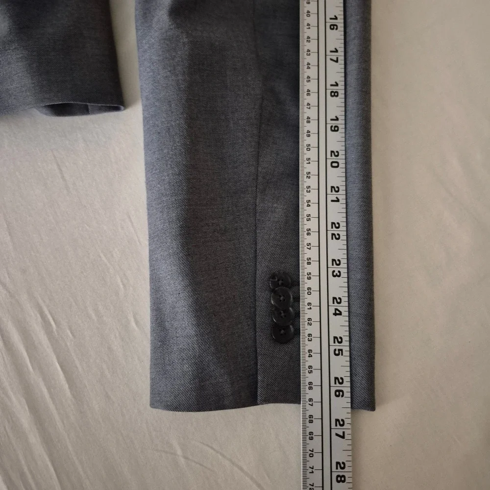 Banana Republic Mens 46R Slim Fit Sharkskin‎ Blazer Grey Sport Coat 532458